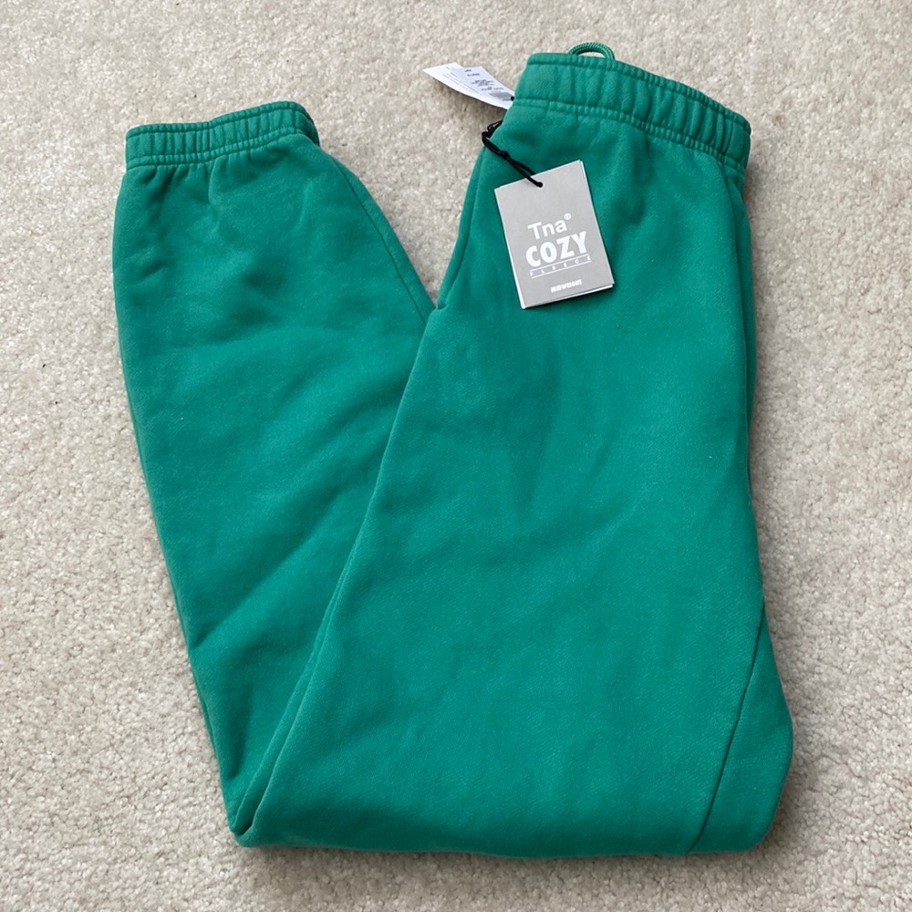 Aritzia TNA mega cozy nature green joggers